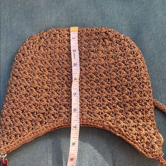 The Sak Vintage Boho Crochet Shoulder Beige Metallic Thread Purse - Picture 7 of 16